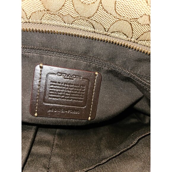 Coach Outline Signature Canvas Leather Tote Zip Shoulder Bag #F58282 - Picture 11 of 13